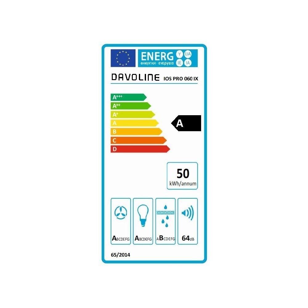 Davoline Ios Pro 60 Συρόμενος Απορροφητήρας 60cm Inox
