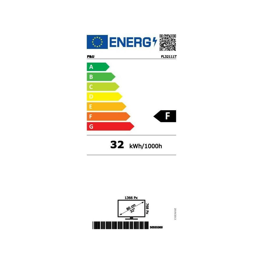 F&U Τηλεόραση 32" HD Ready LED FL32111T (2020)