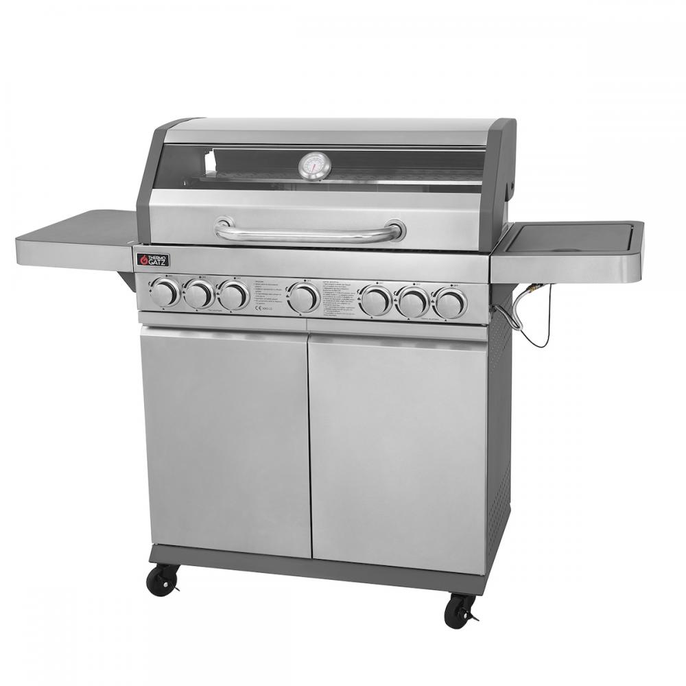 Thermogatz Gs Grill View Ψησταριά Υγραερίου Μαντεμένιας Σχάρας 82x42εκ. με 6 Εστίες 18.5kW και Πλαϊνό Μάτι