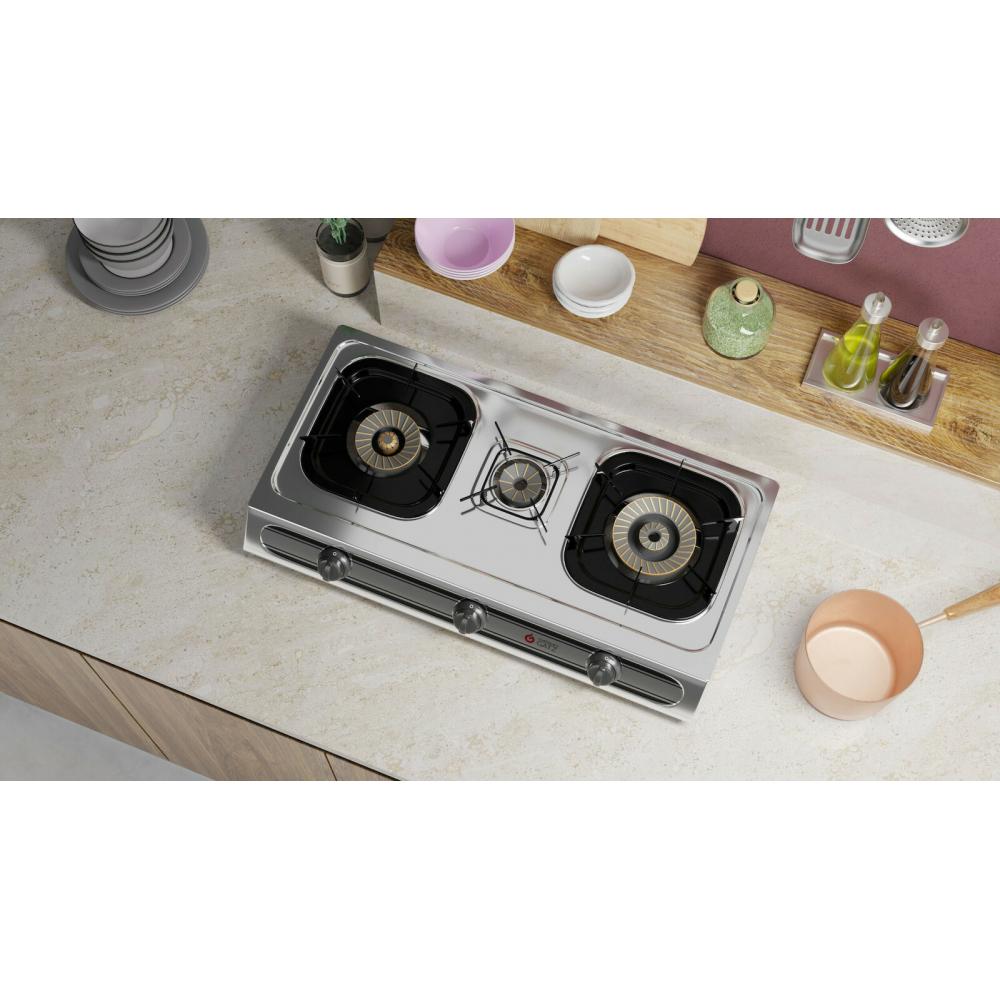 Thermogatz KS-3 Επιτραπέζια Εστία Υγραερίου Τριπλή Inox