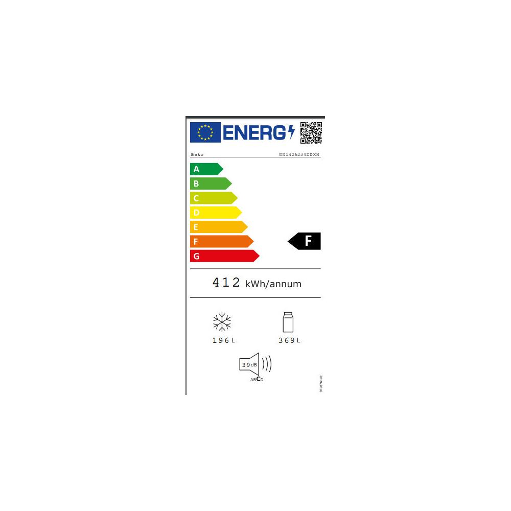Beko GN1426234ZDXN Ψυγείο Ντουλάπα 565lt NoFrost Υ182xΠ90.8xΒ75εκ. 