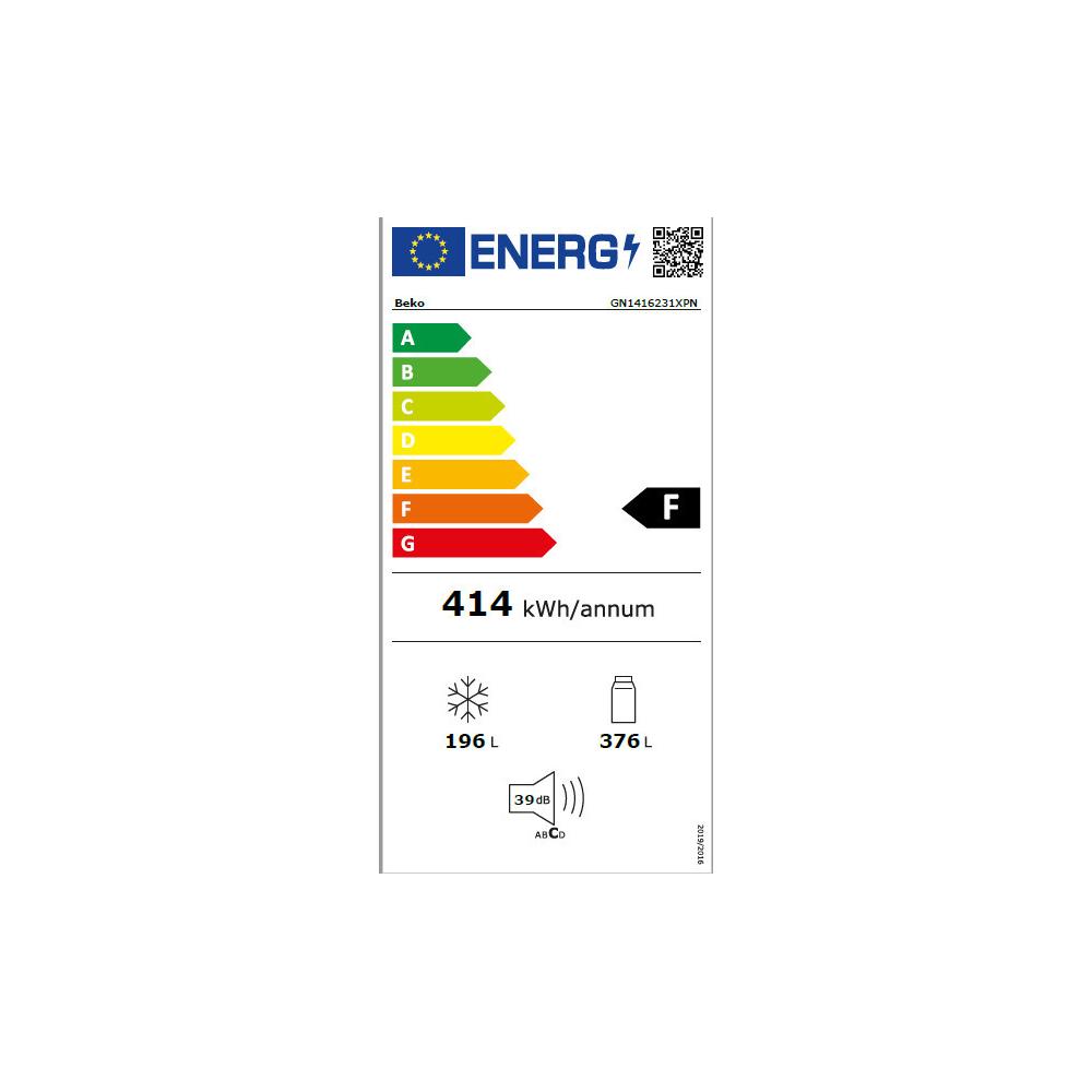 Beko GN1416231XPN Ψυγειοκαταψύκτης 572lt NoFrost Υ182xΠ90.8xΒ75εκ. Inox