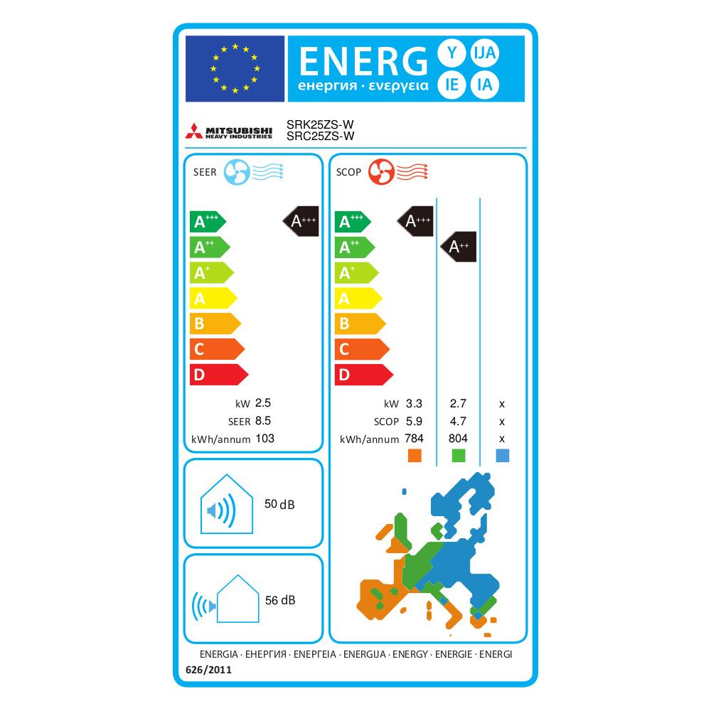 Mitsubishi Heavy Industries SRK/SRC-25ZS-W Κλιματιστικό Inverter 9000 BTU A+++/A++