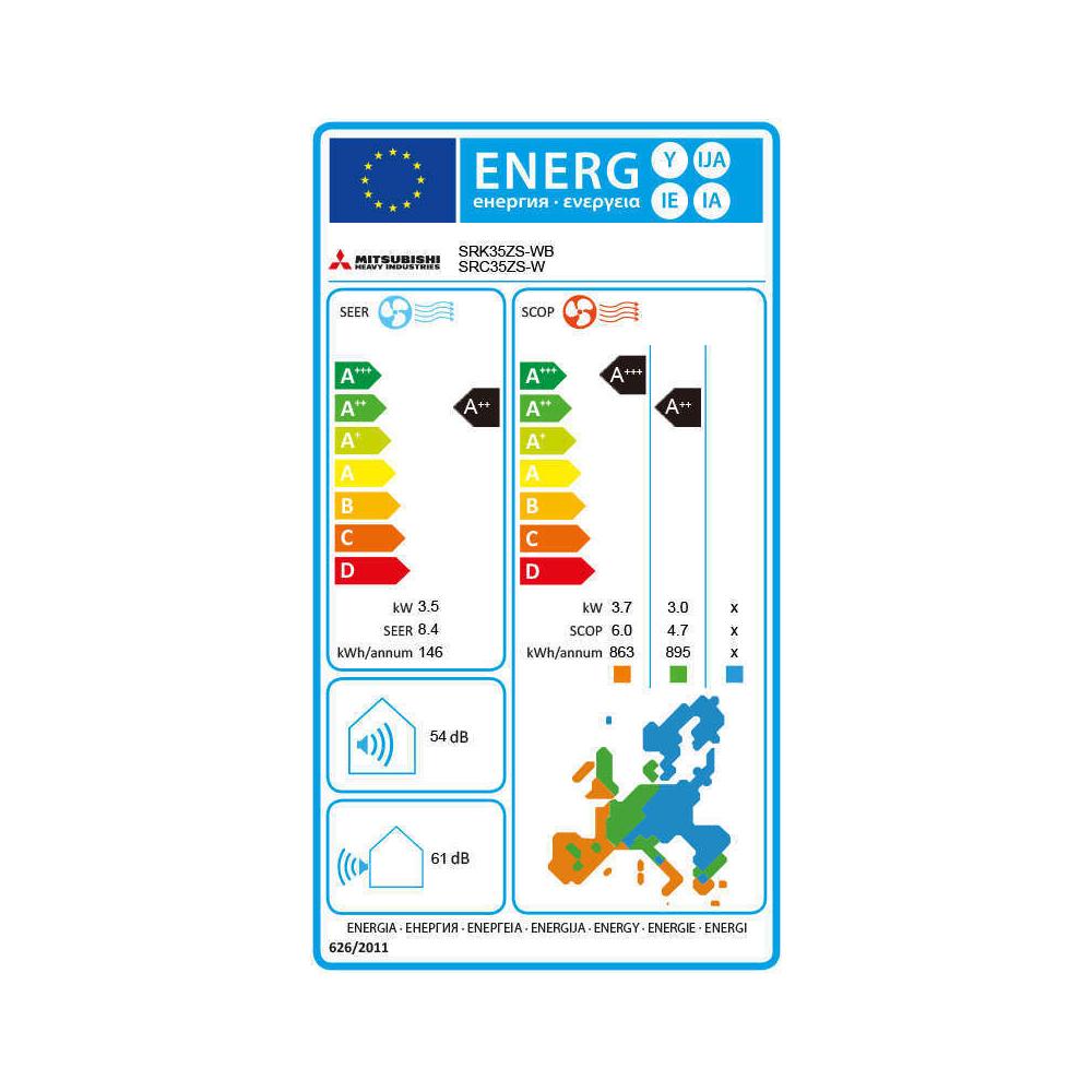 Mitsubishi Heavy Industries SRK/SRC-35ZS-WB Κλιματιστικό Inverter 12000 BTU A++/A++