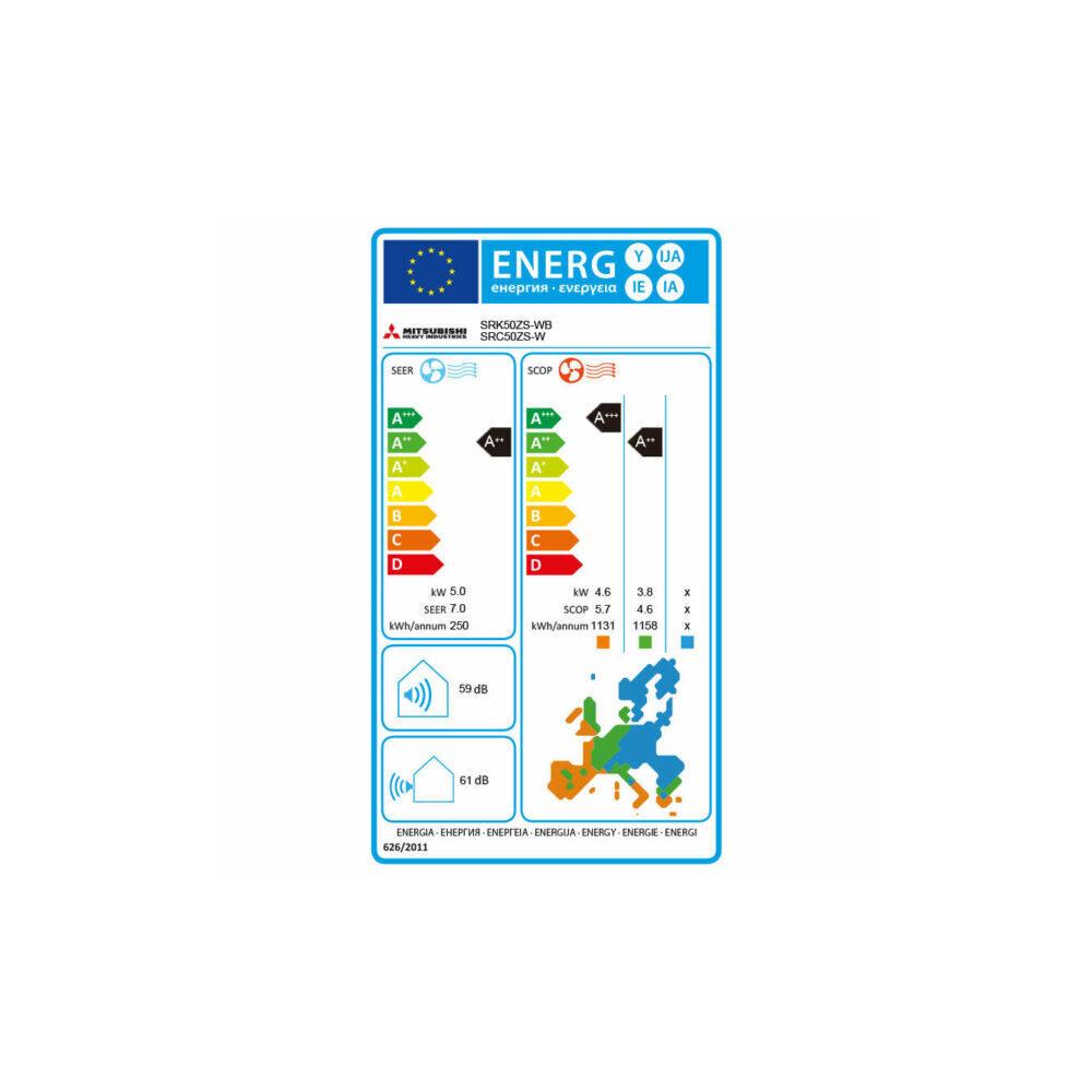 Mitsubishi Heavy Industries SRK/SRC-50ZS-WB Κλιματιστικό Inverter 18000 BTU A++/A+