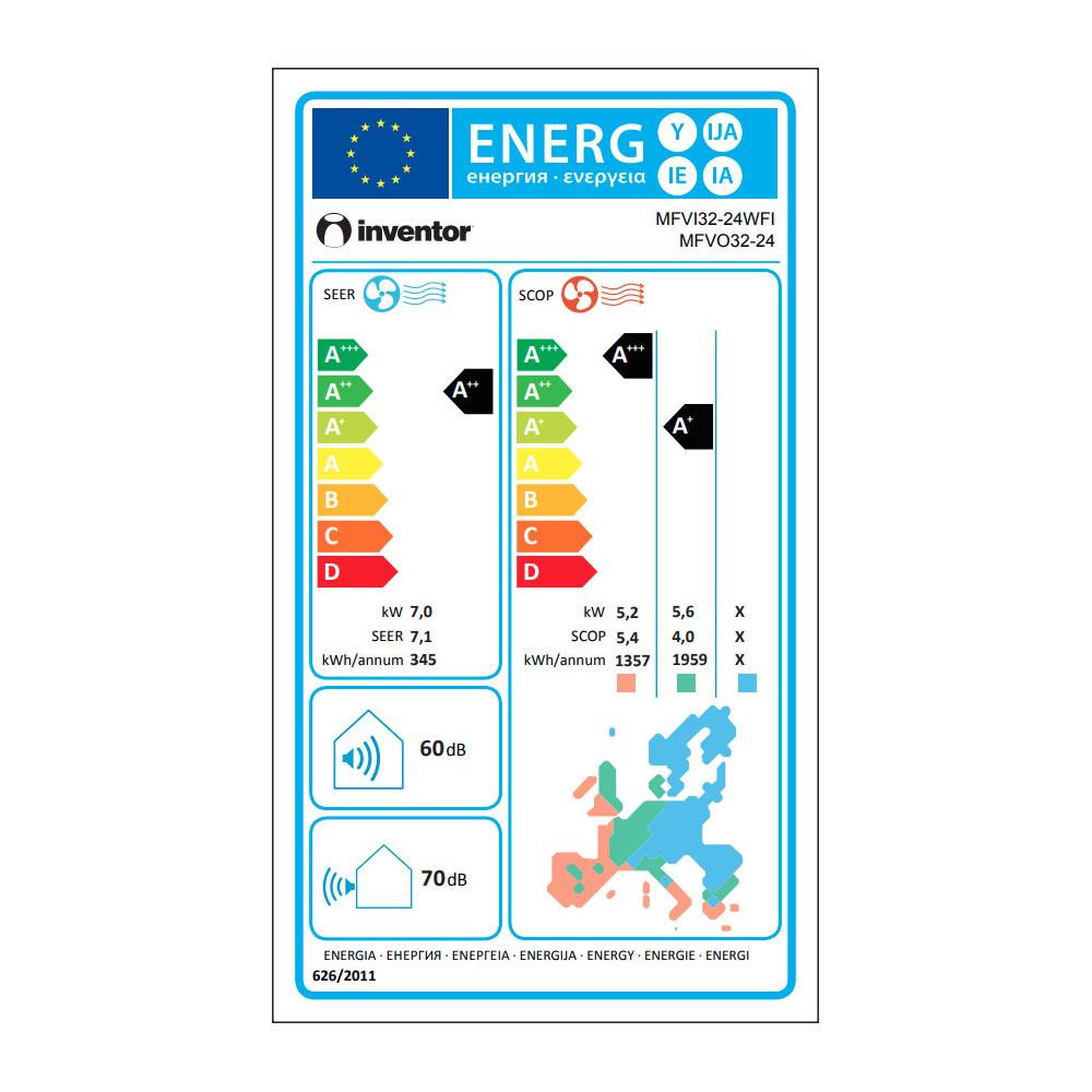 Inventor Comfort MFVI32-24WFI/MFVO32-24 Κλιματιστικό Inverter 24000 BTU A+++/A++ με Ιονιστή και WiFi