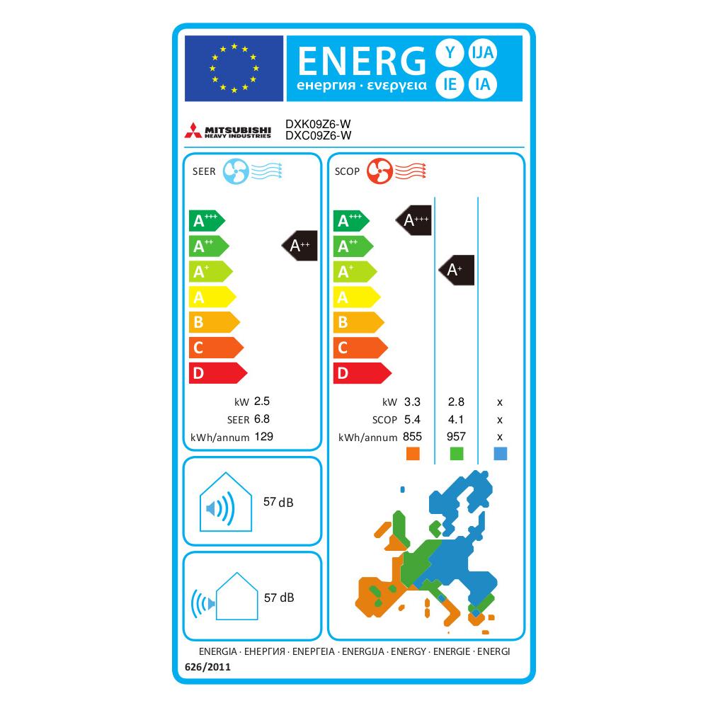 Mitsubishi Heavy Industries DXK/DXC-09Z6-W Κλιματιστικό Inverter 9000 BTU A++/A+