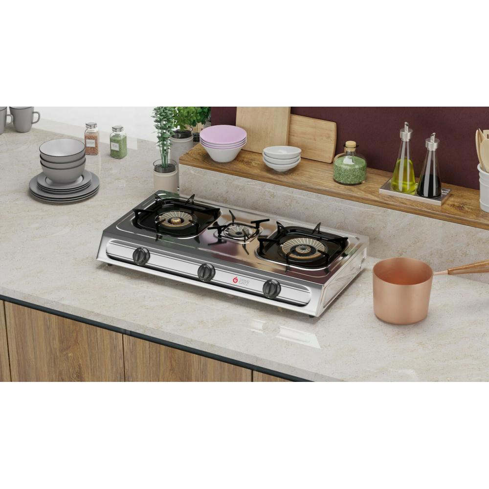 Thermogatz KS-3 Επιτραπέζια Εστία Υγραερίου Τριπλή Inox