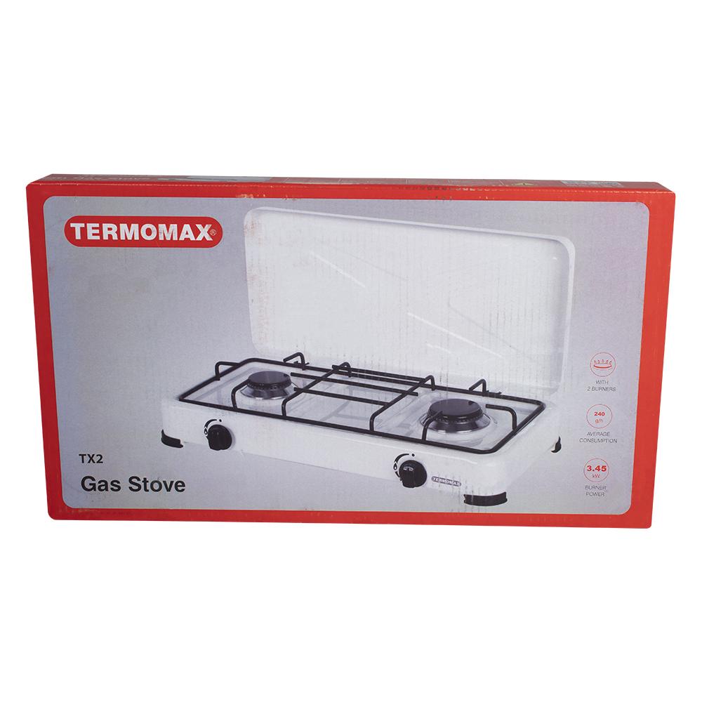 Termomax TX2 Επιτραπέζια Εστία Υγραερίου Διπλή Λευκή
