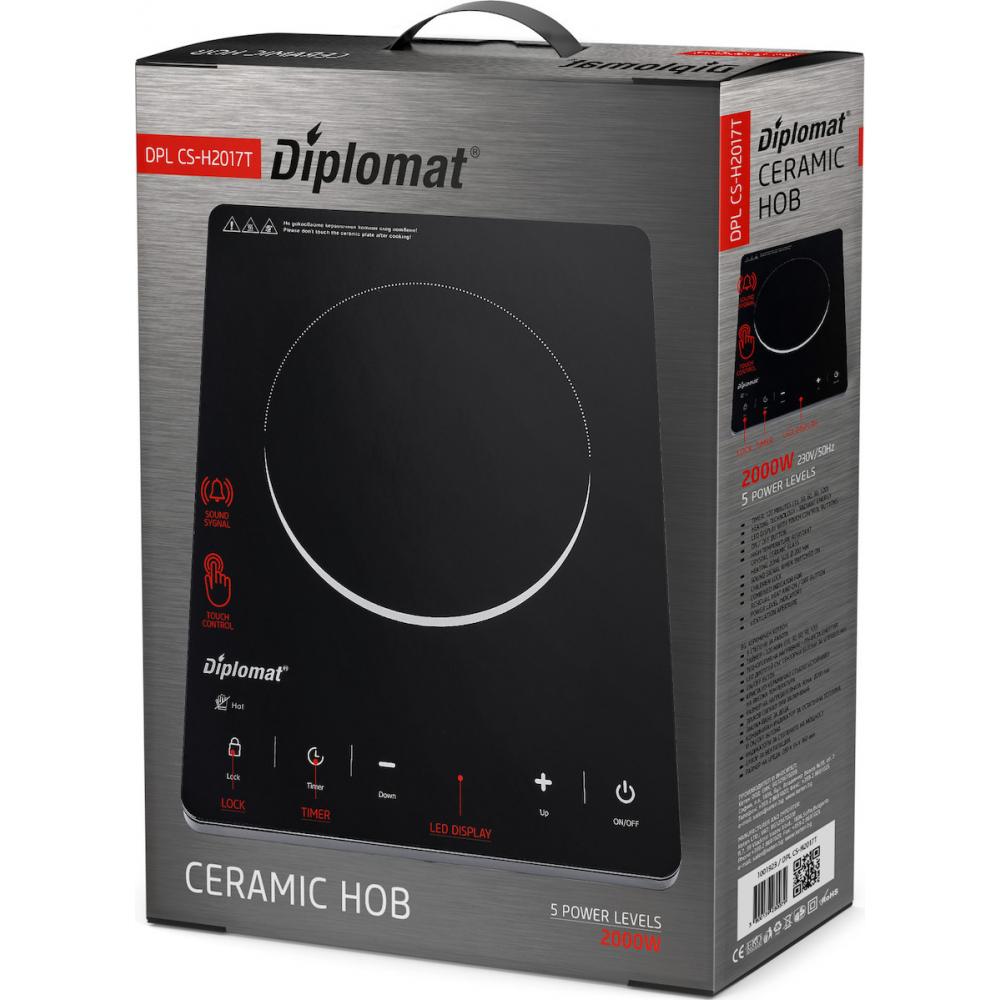 Diplomat DPL CS-H2017T Επιτραπέζια Εστία Κεραμική Μονή Μαύρη