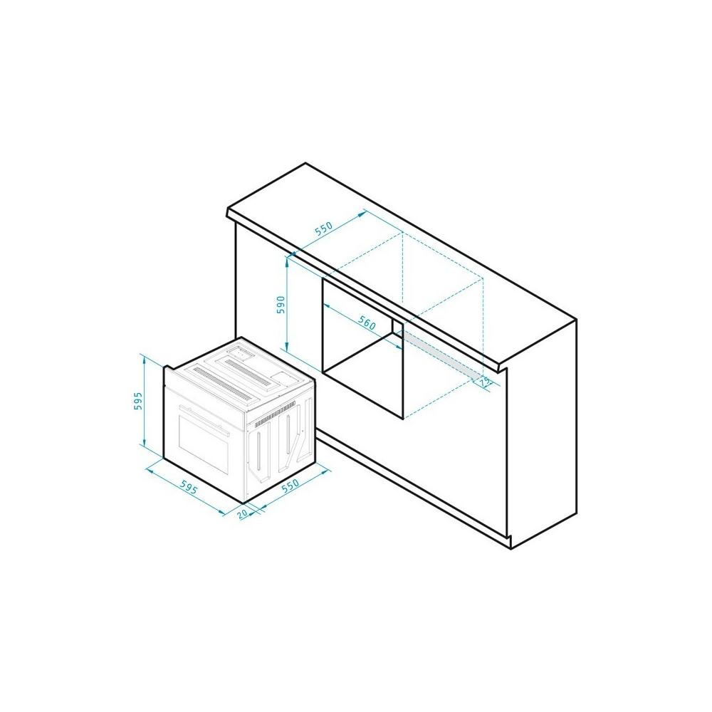 Pyramis 60ΑΠ 1045 Φούρνος άνω Πάγκου 66lt χωρίς Εστίες Π59.5εκ. Inox