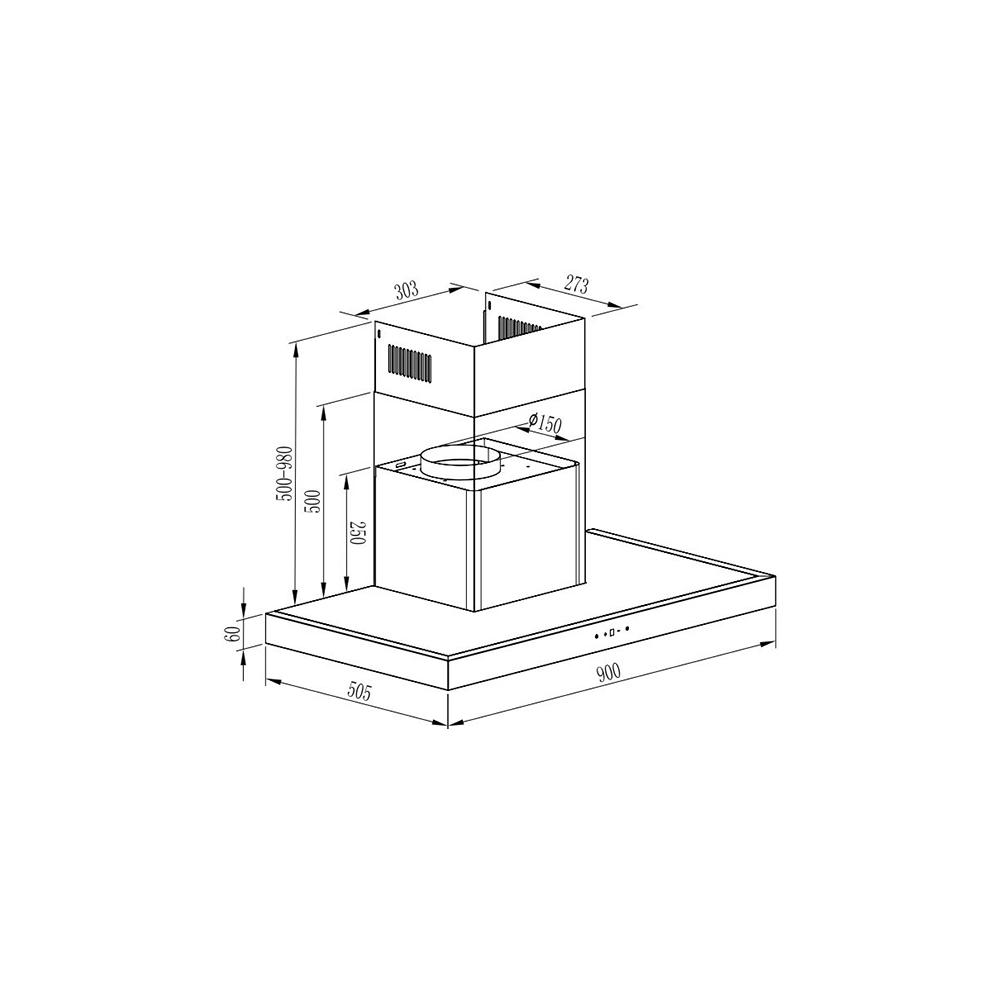 Gruppe Oceanos Απορροφητήρας Καμινάδα 90cm Inox