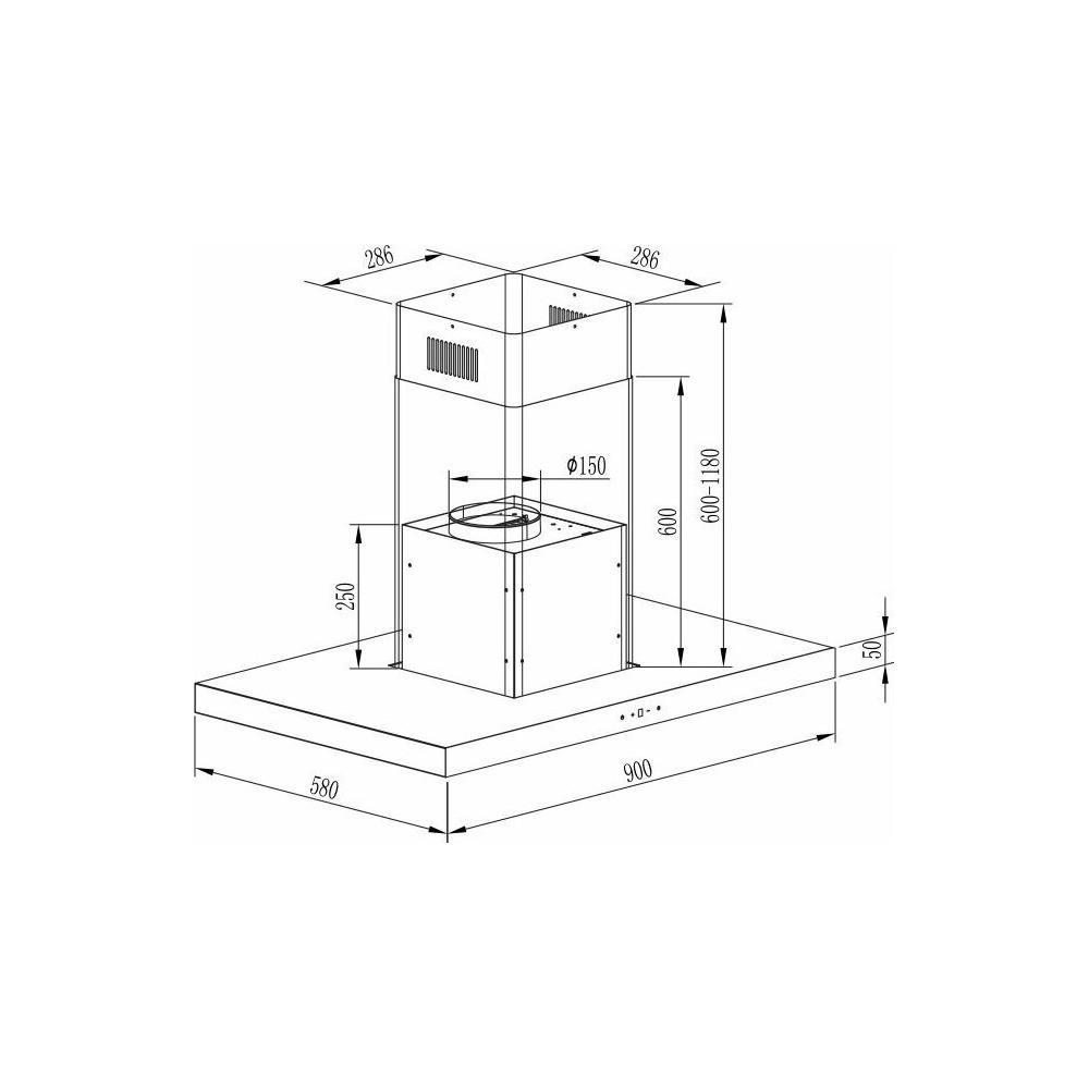 Gruppe Symmetria 90 Απορροφητήρας Νησίδα 90cm Inox