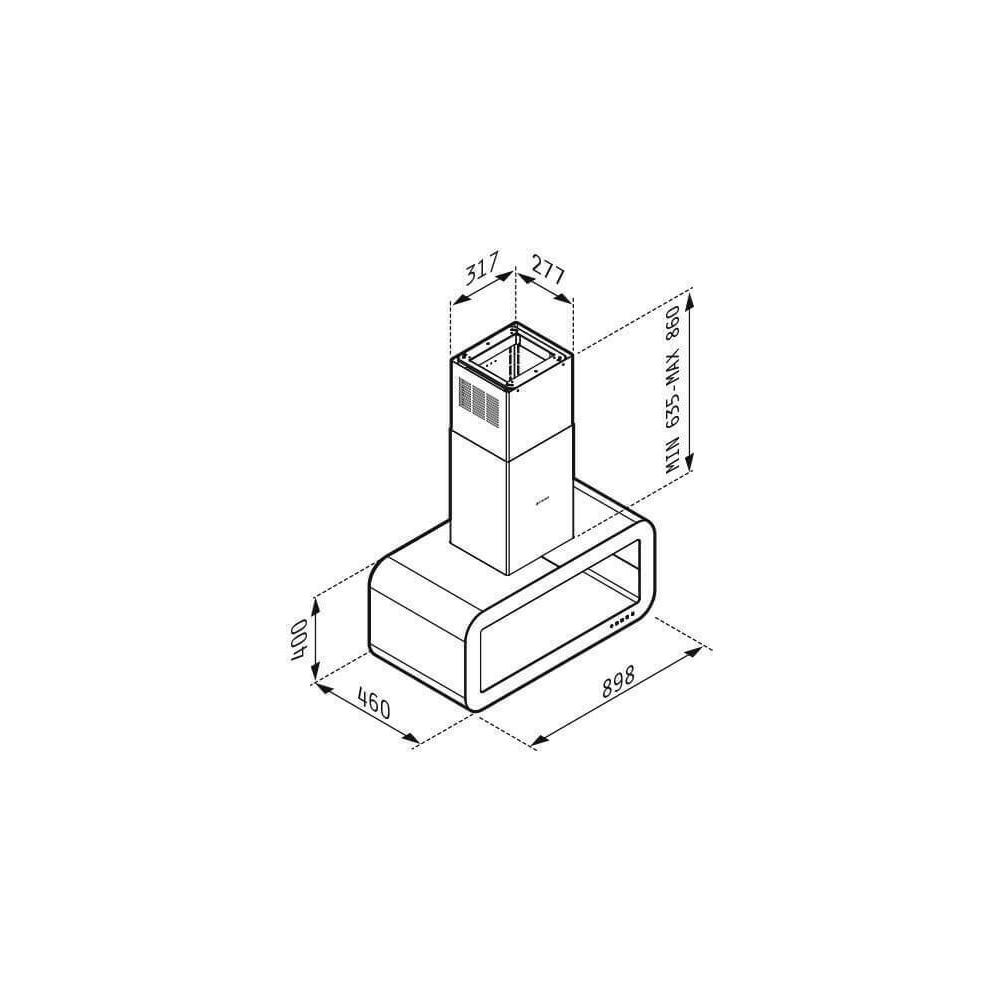 Pyramis Corso Elegant Απορροφητήρας Νησίδα 90cm Inox