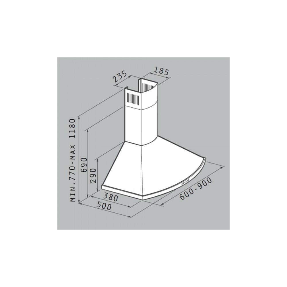 Pyramis Οβάλ Classic 90 Απορροφητήρας Καμινάδα 90cm Inox