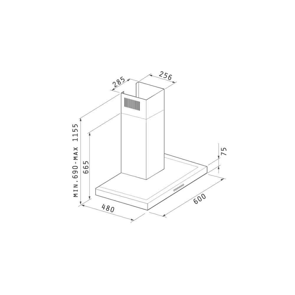 Pyramis Agilo NT Απορροφητήρας Καμινάδα 60cm Inox