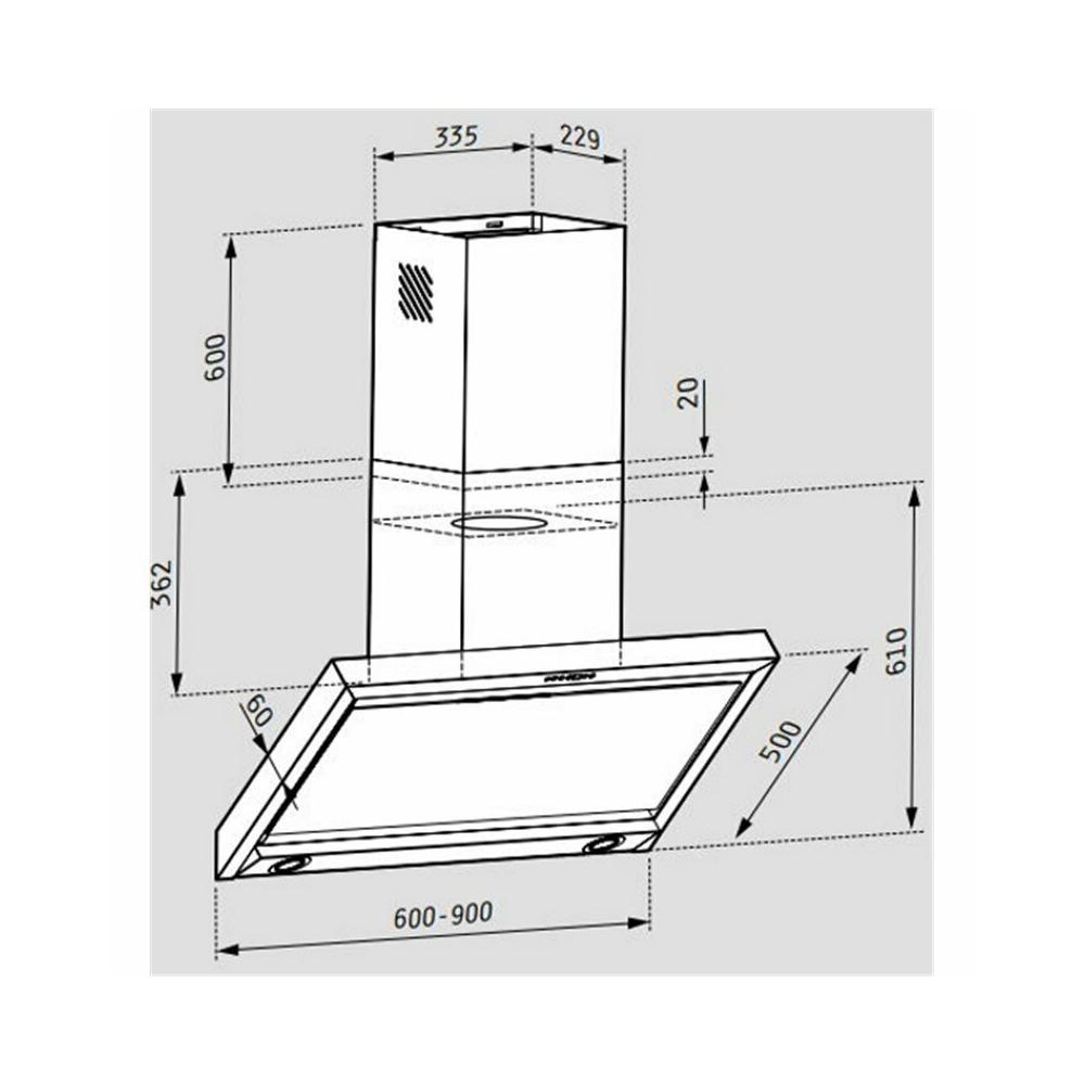 Pyramis Specieto Απορροφητήρας Καμινάδα 60cm Inox-Black