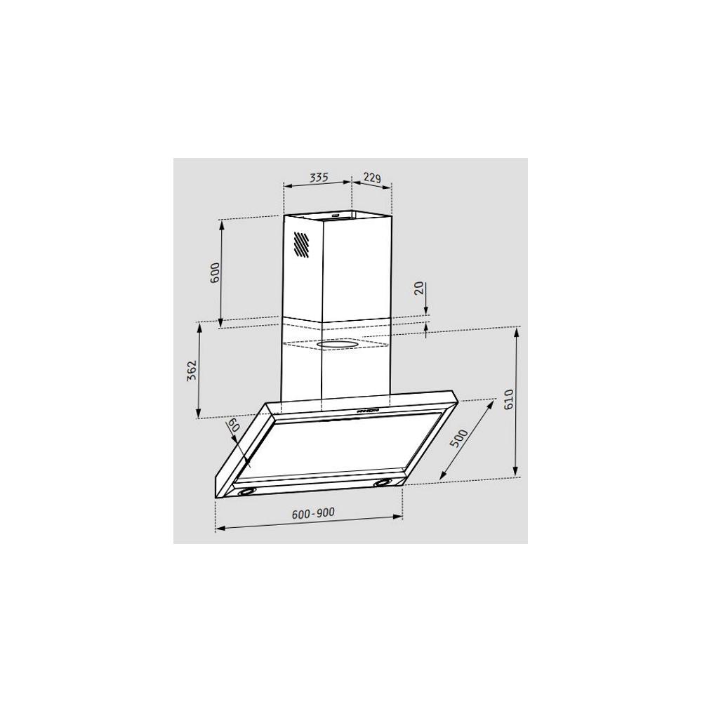 Pyramis Specieto Απορροφητήρας Καμινάδα 90cm Inox-Black