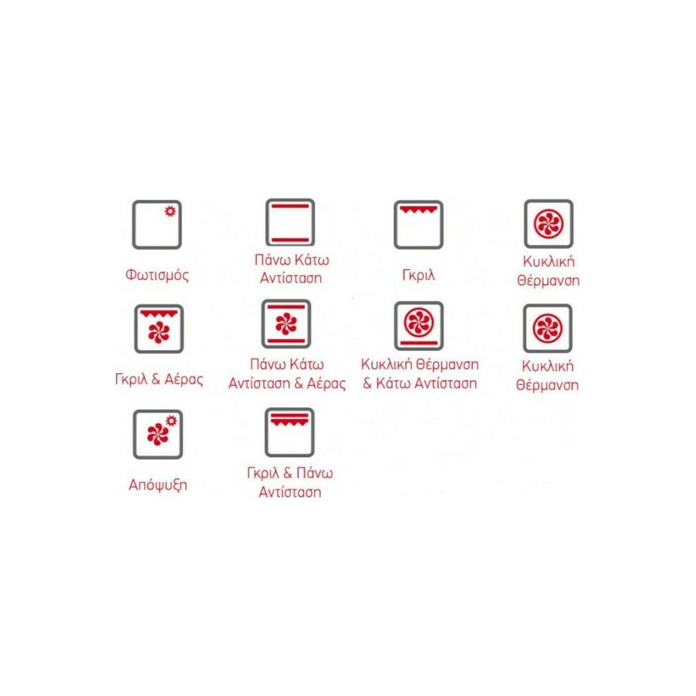 Pyramis 60ΑΠ 1045 Φούρνος άνω Πάγκου 66lt χωρίς Εστίες Π59.5εκ. Inox