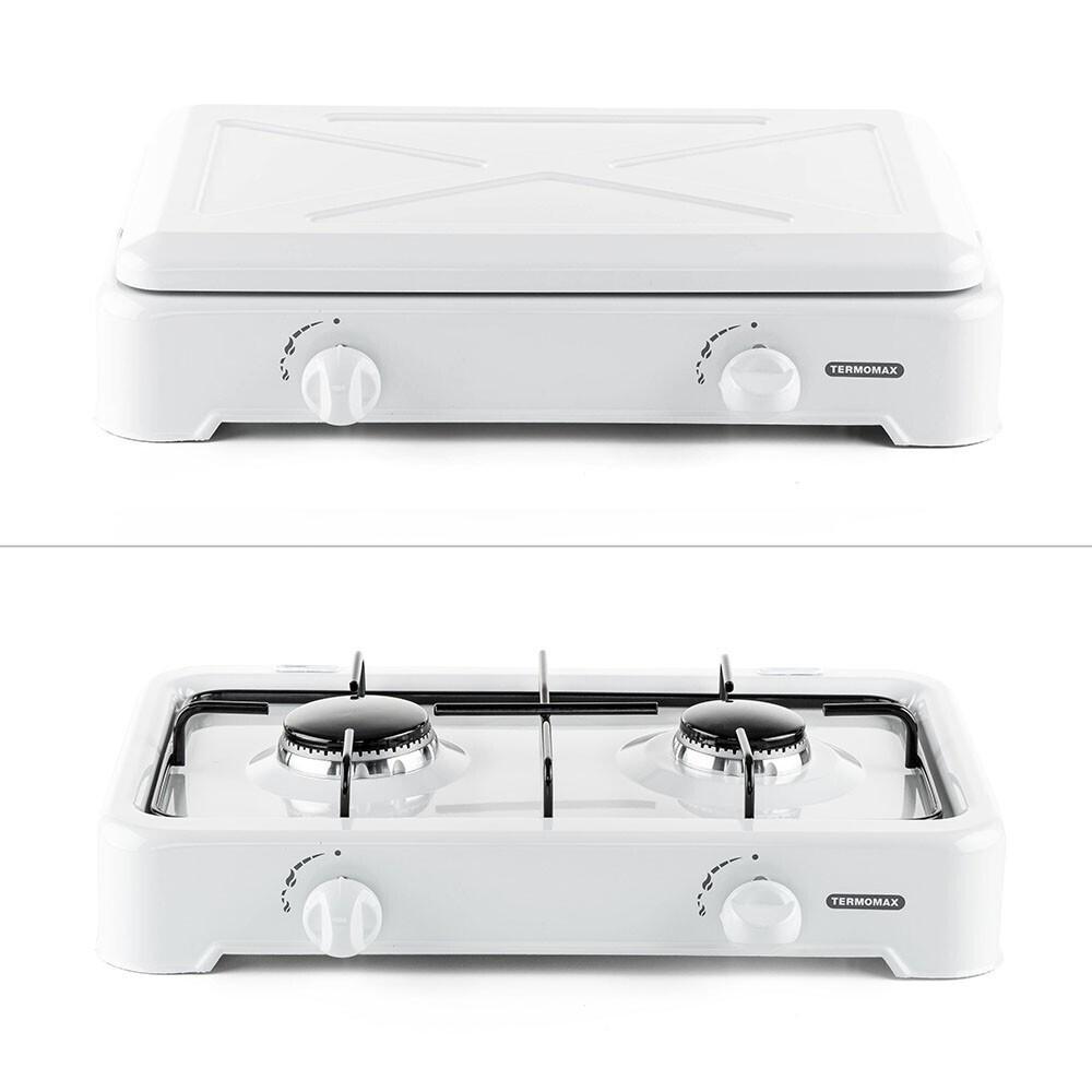 Termomax TX202 Επιτραπέζια Εστία Υγραερίου Διπλή Λευκή