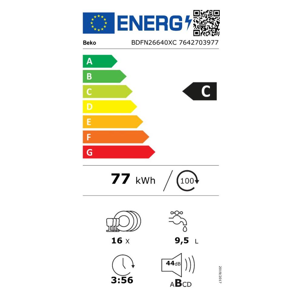 Beko BDFN 26640 XC Ελεύθερο Πλυντήριο Πιάτων για 16 Σερβίτσια Π60xY85εκ. Inox