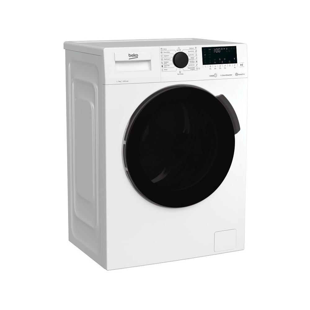 Beko WUE7626XBWS Πλυντήριο Ρούχων 7kg με Ατμό 1200 Στροφών Λευκό με XL μαύρη πόρτα