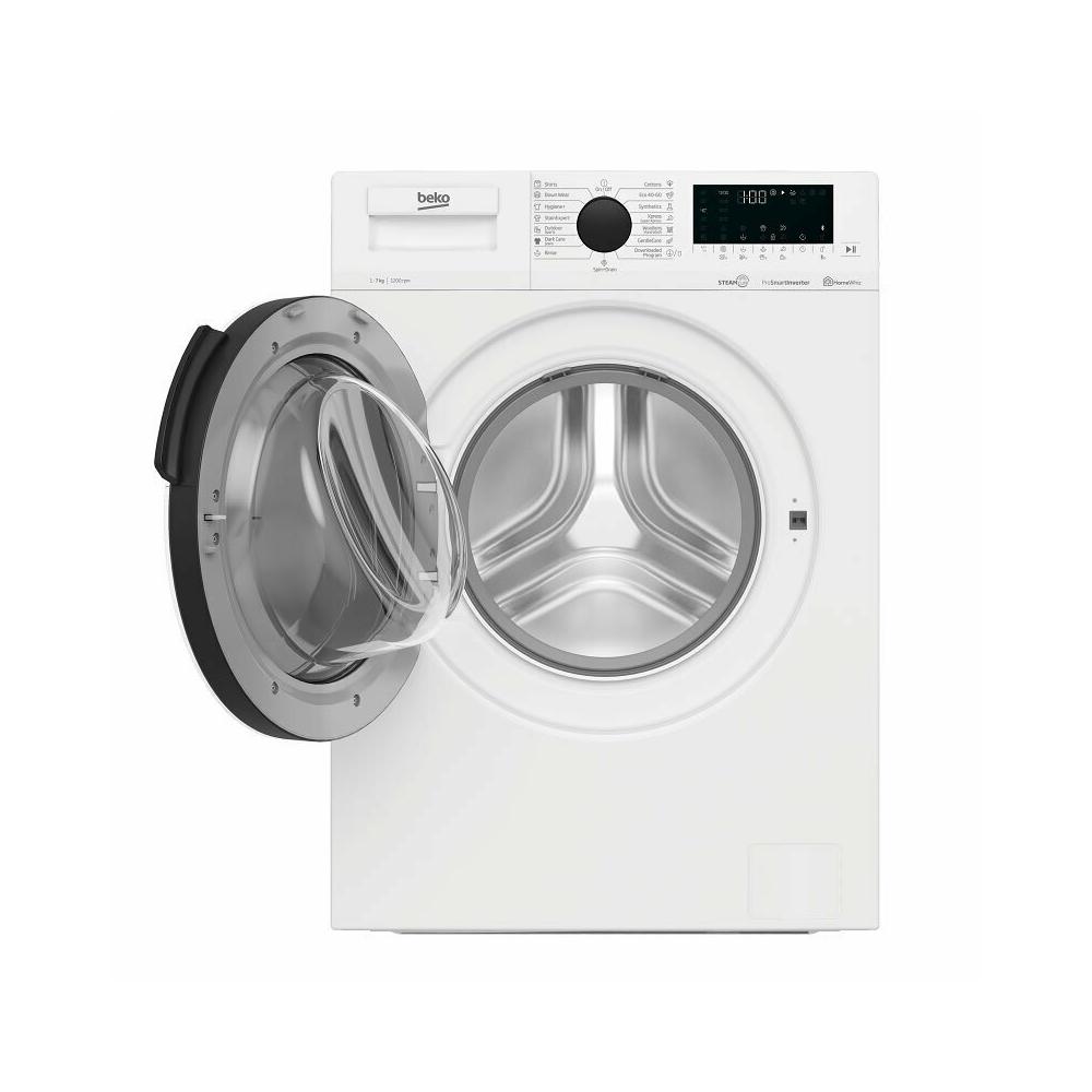 Beko WUE7626XBWS Πλυντήριο Ρούχων 7kg με Ατμό 1200 Στροφών Λευκό με XL μαύρη πόρτα