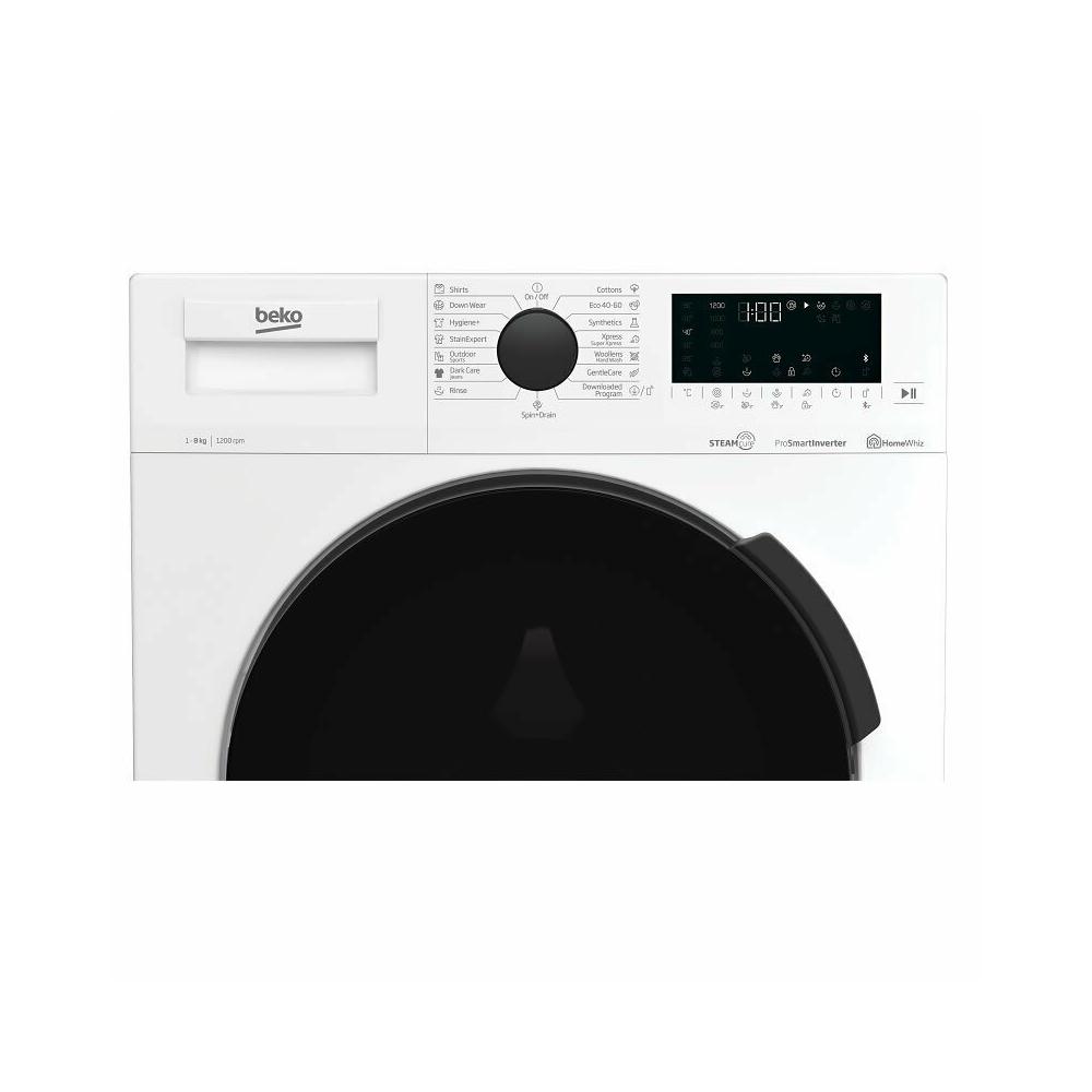 Beko WUE8626XBWS Πλυντήριο Ρούχων 8kg 1200 Στροφών Λευκό με XL μαύρη πόρτα